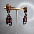 Pendientes con forma de tabla de surf en tela canaria