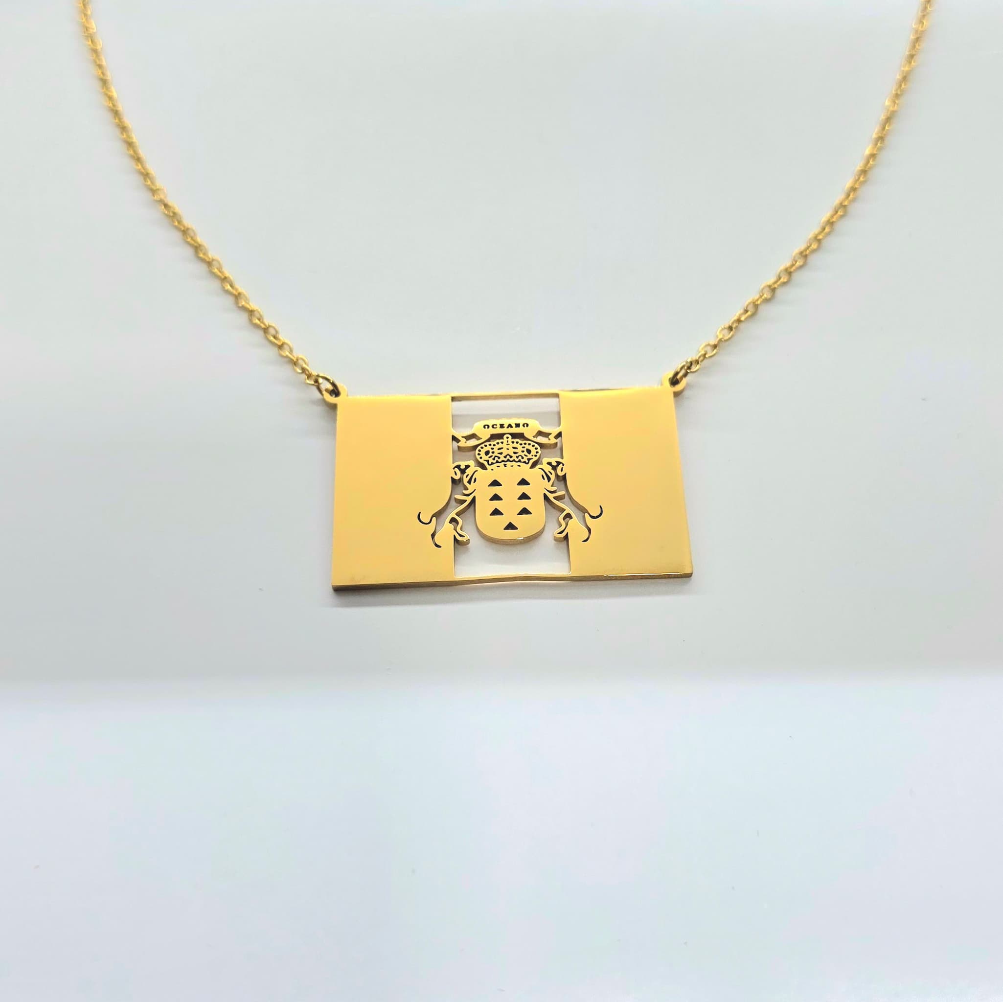 Collar Bandera de Canarias Doble Enganche Dorado