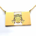 Collar Bandera de Canarias Doble Enganche Dorado — cerca
