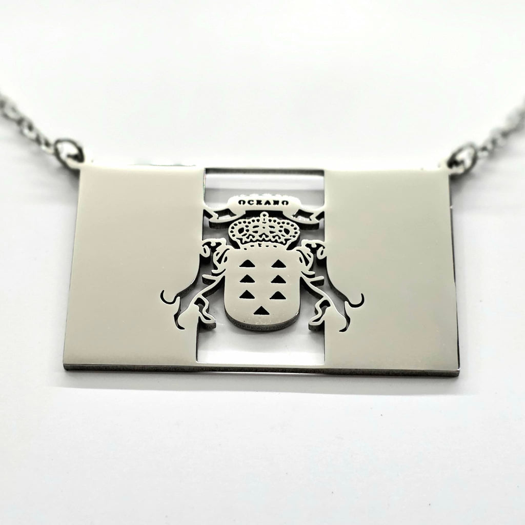 Collar Bandera de Canarias Doble Enganche Plateado