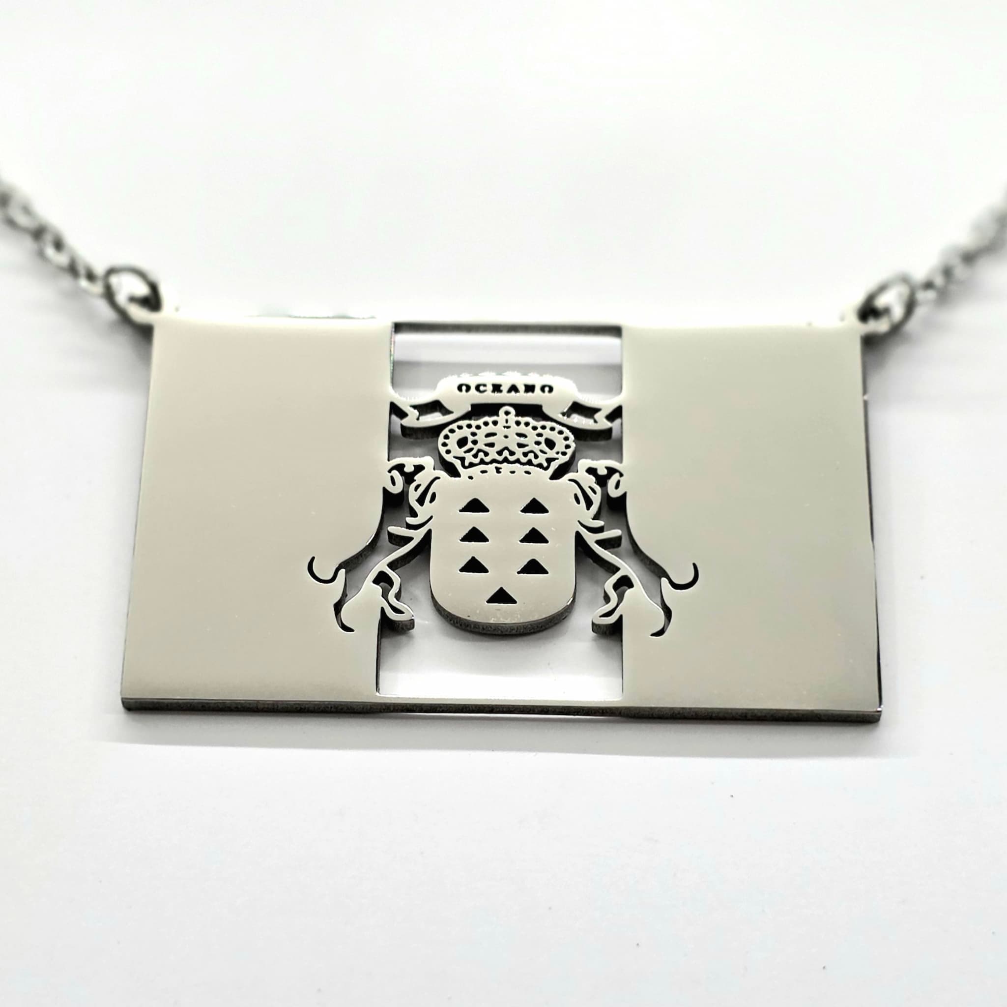 Collar Bandera de Canarias Doble Enganche Plateado