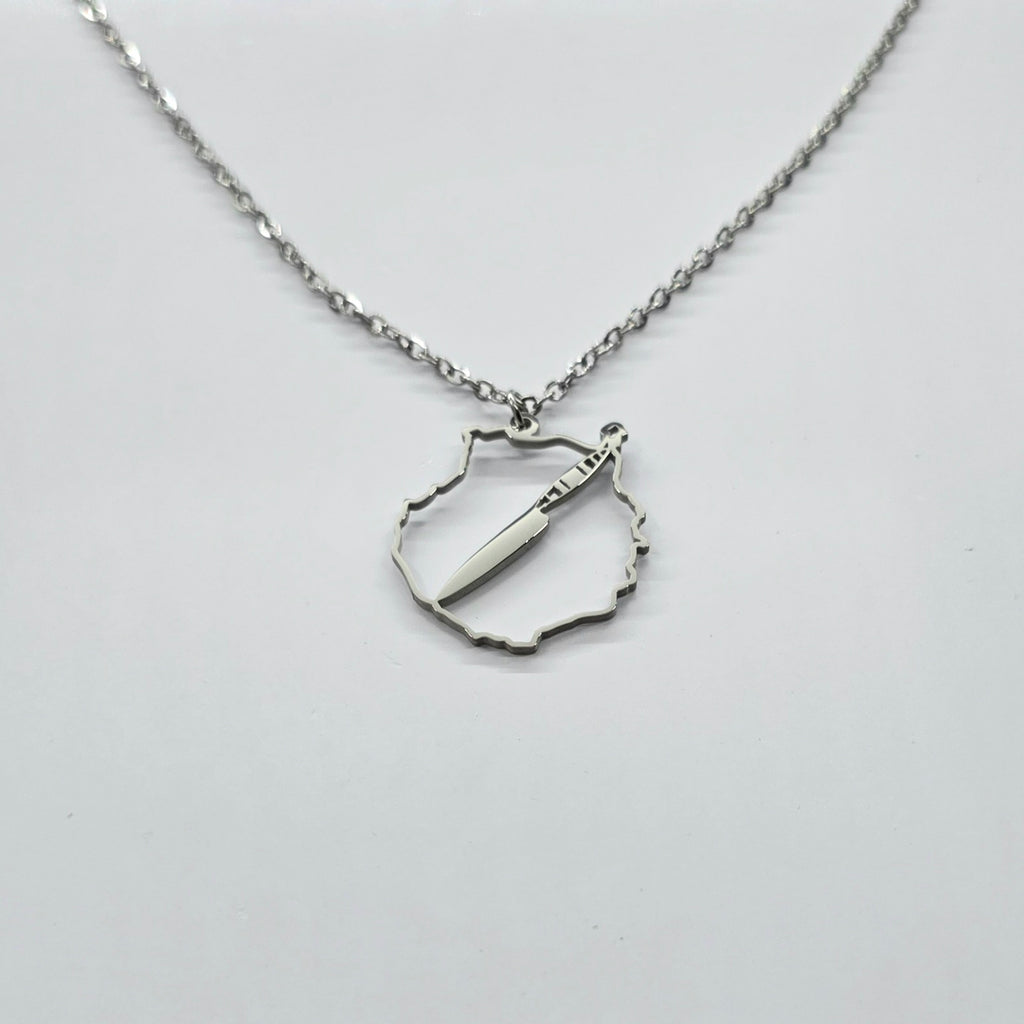 Collar Gran Canaria con Cuchillo Canario Plateado