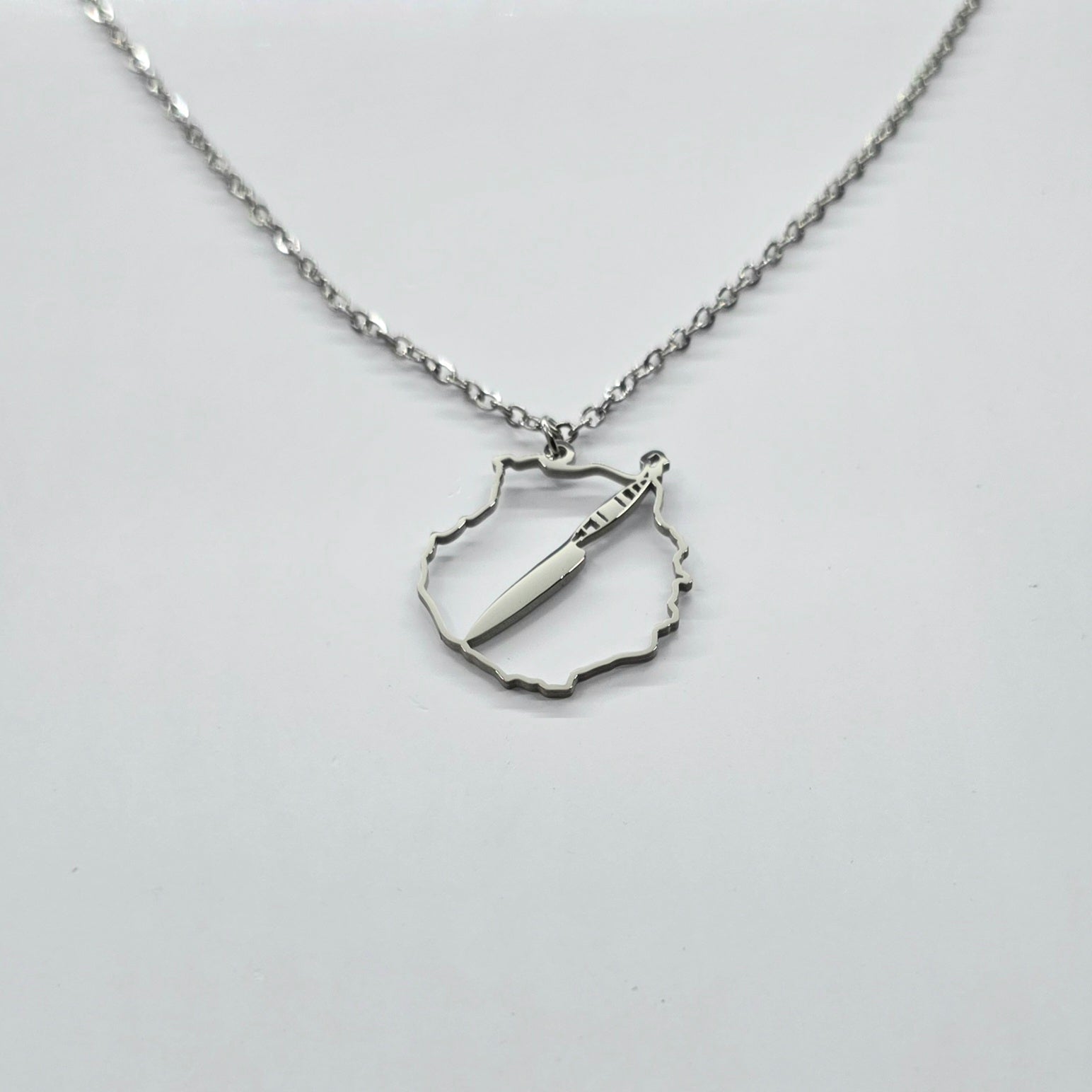 Collar Gran Canaria con Cuchillo Canario Plateado