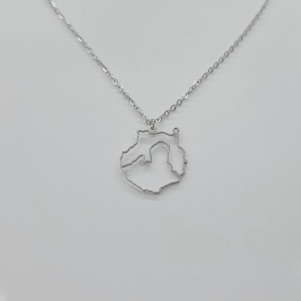 Collar Gran Canaria con Roque Nublo Calado Plateado