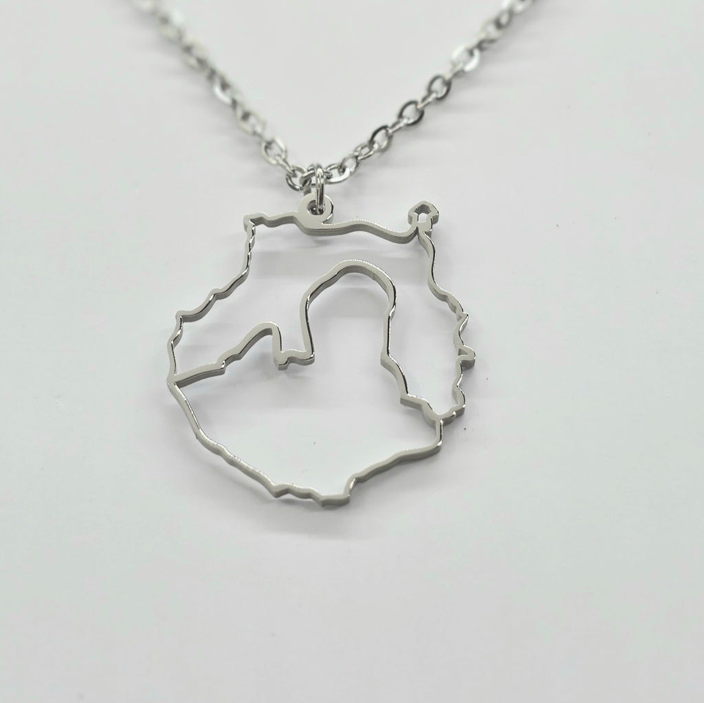 Collar Gran Canaria con Roque Nublo Calado Plateado — cerca
