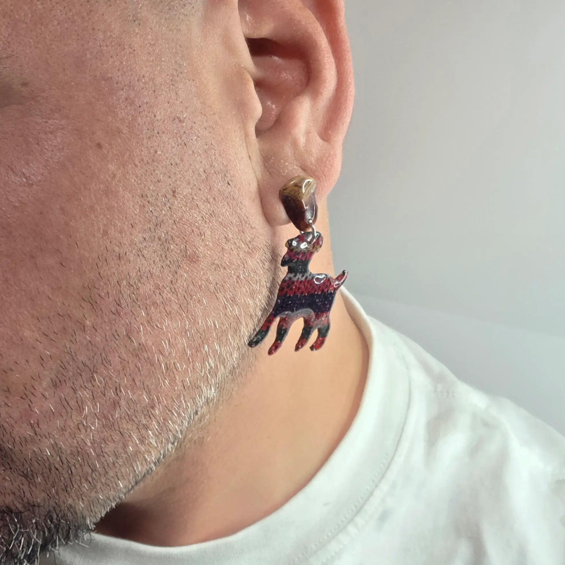 Pendientes de EL BAIFO Canarias de tela canaria y piña de pino