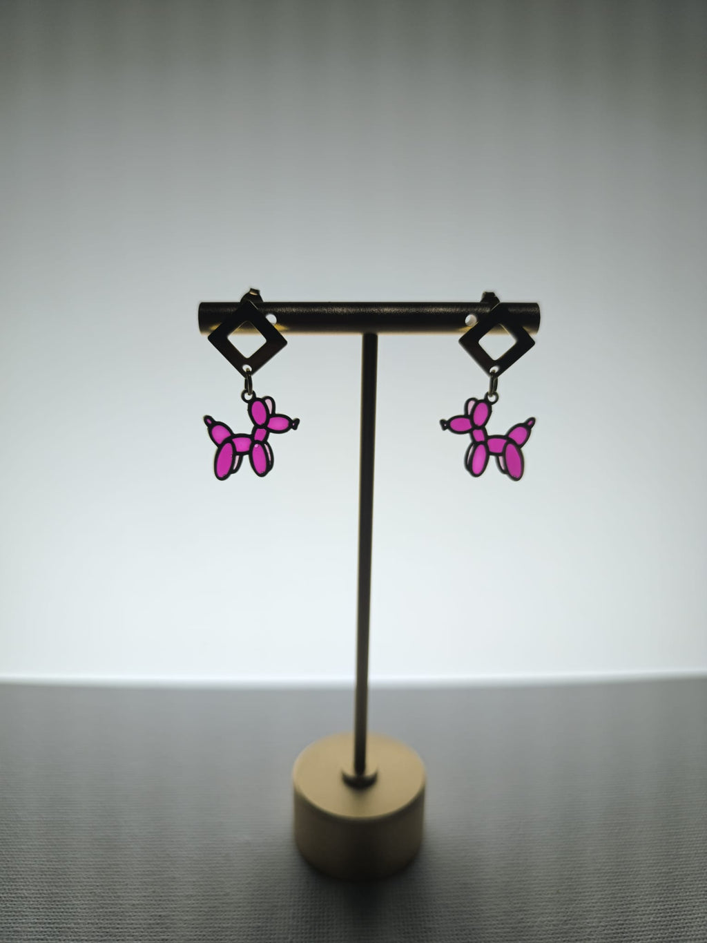 Pendientes con perro canario sopladera en estilo vitral