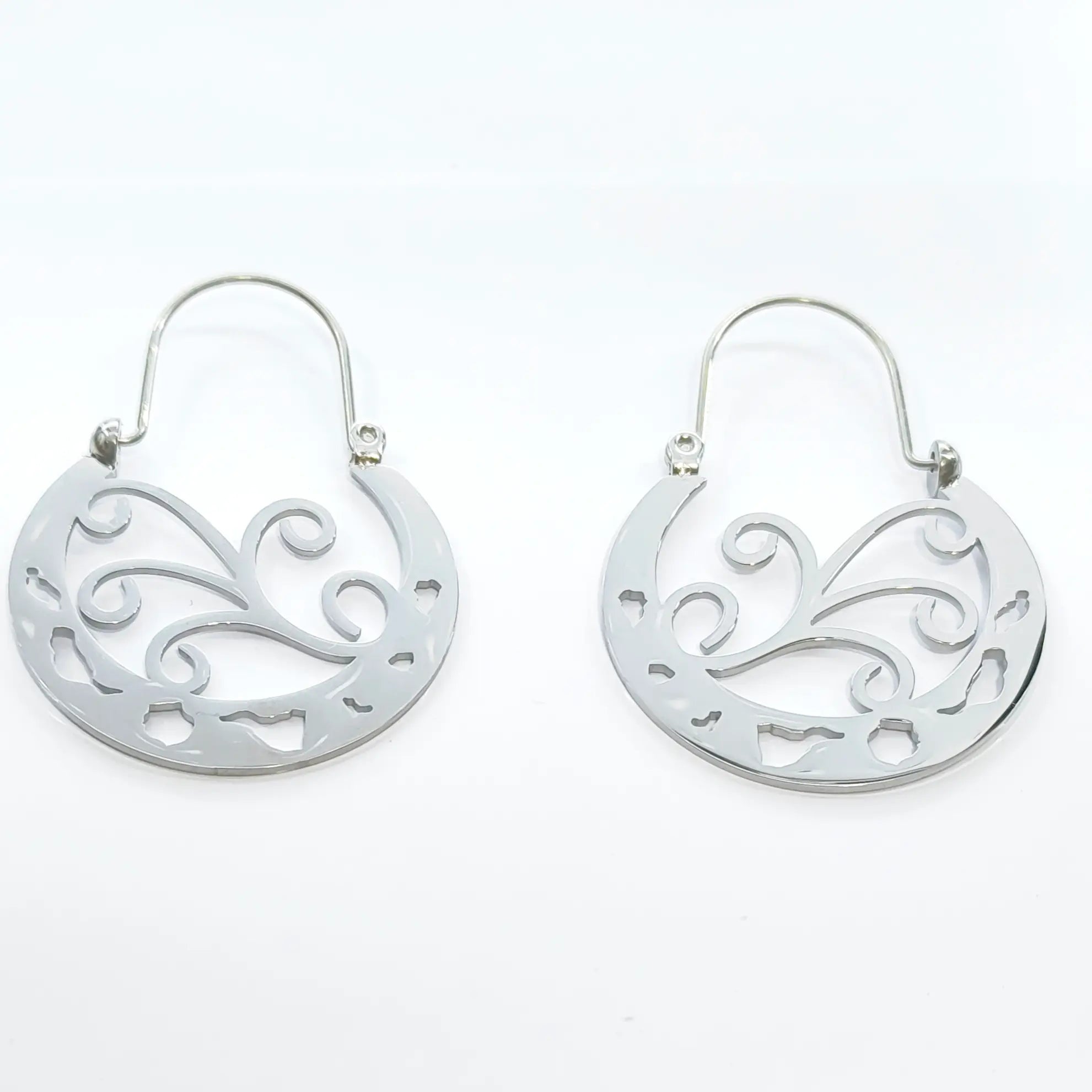Argollas Canarias 5 Espirales Islas Grandes plateadas acero inoxidable