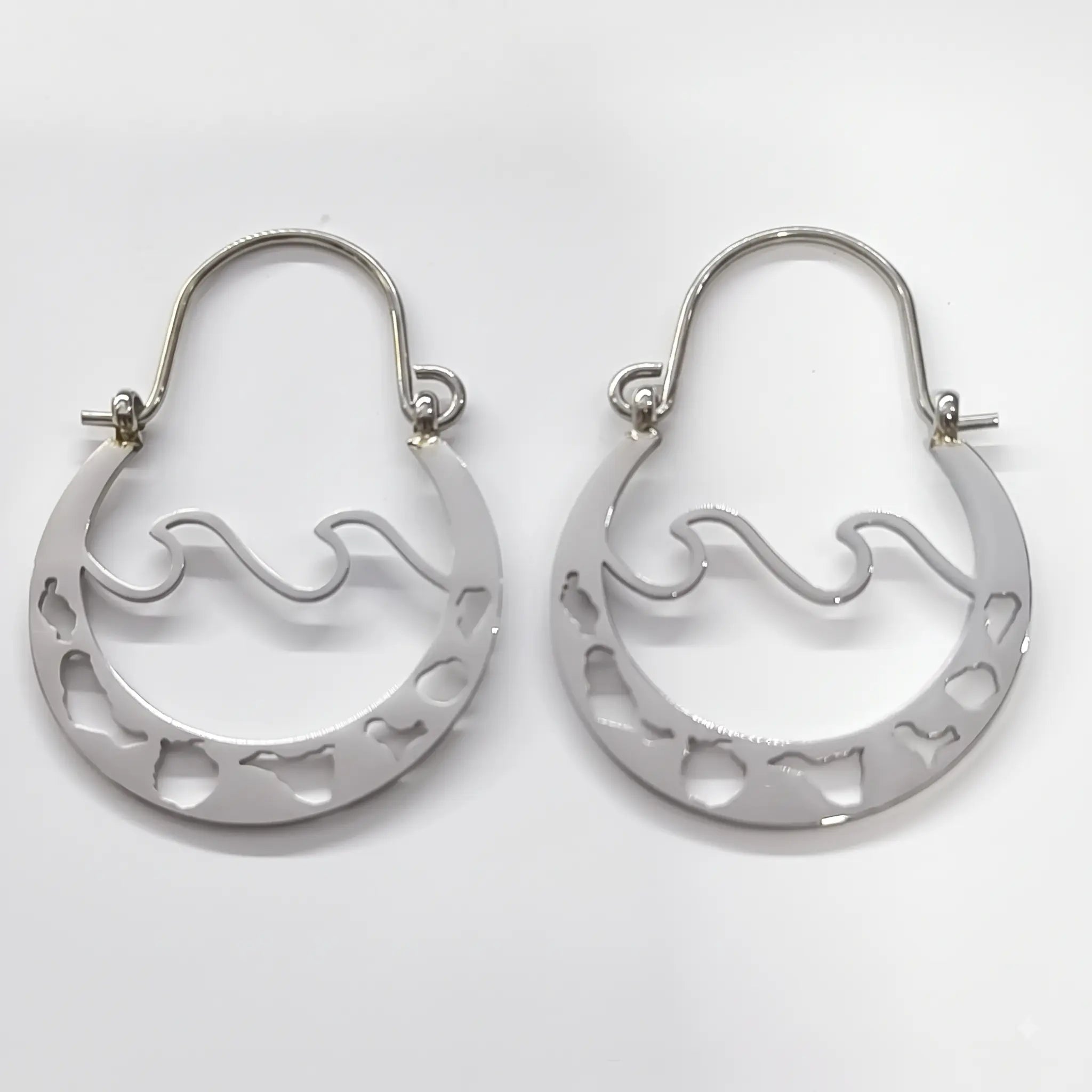 Argollas Canarias 2 Olas 7 Islas Talla M plateadas acero inoxidable