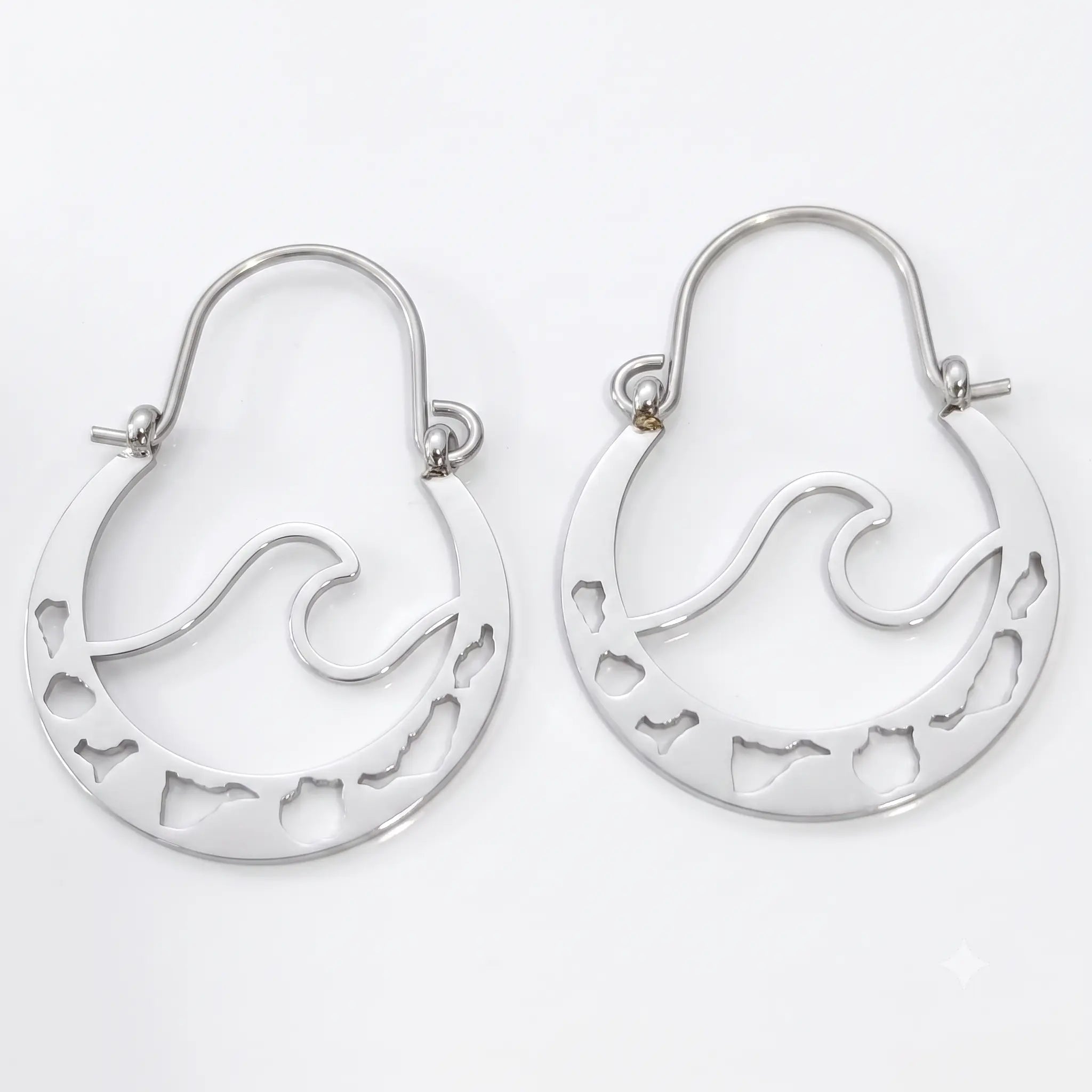 Argollas Canarias Ola 7 Islas Talla M plateadas acero inoxidable