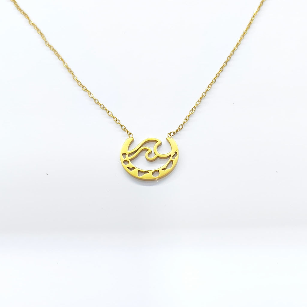 Collar Doble Ola con 7 Islas Canarias dorado