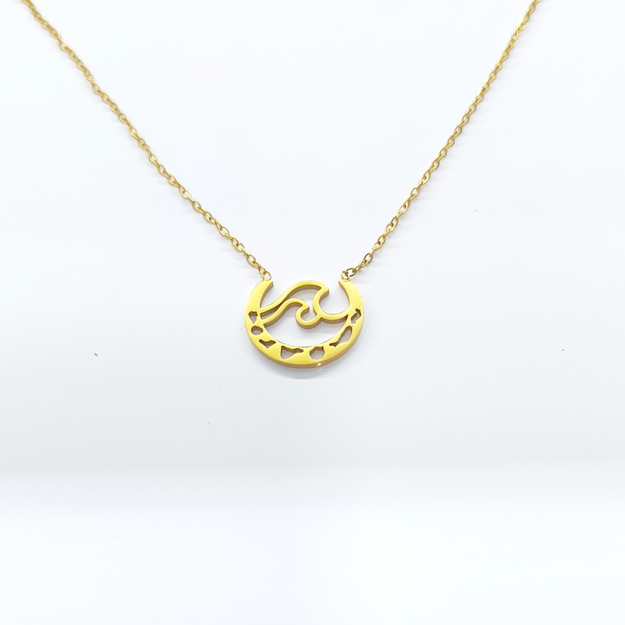 Collar Doble Ola con 7 Islas Canarias dorado