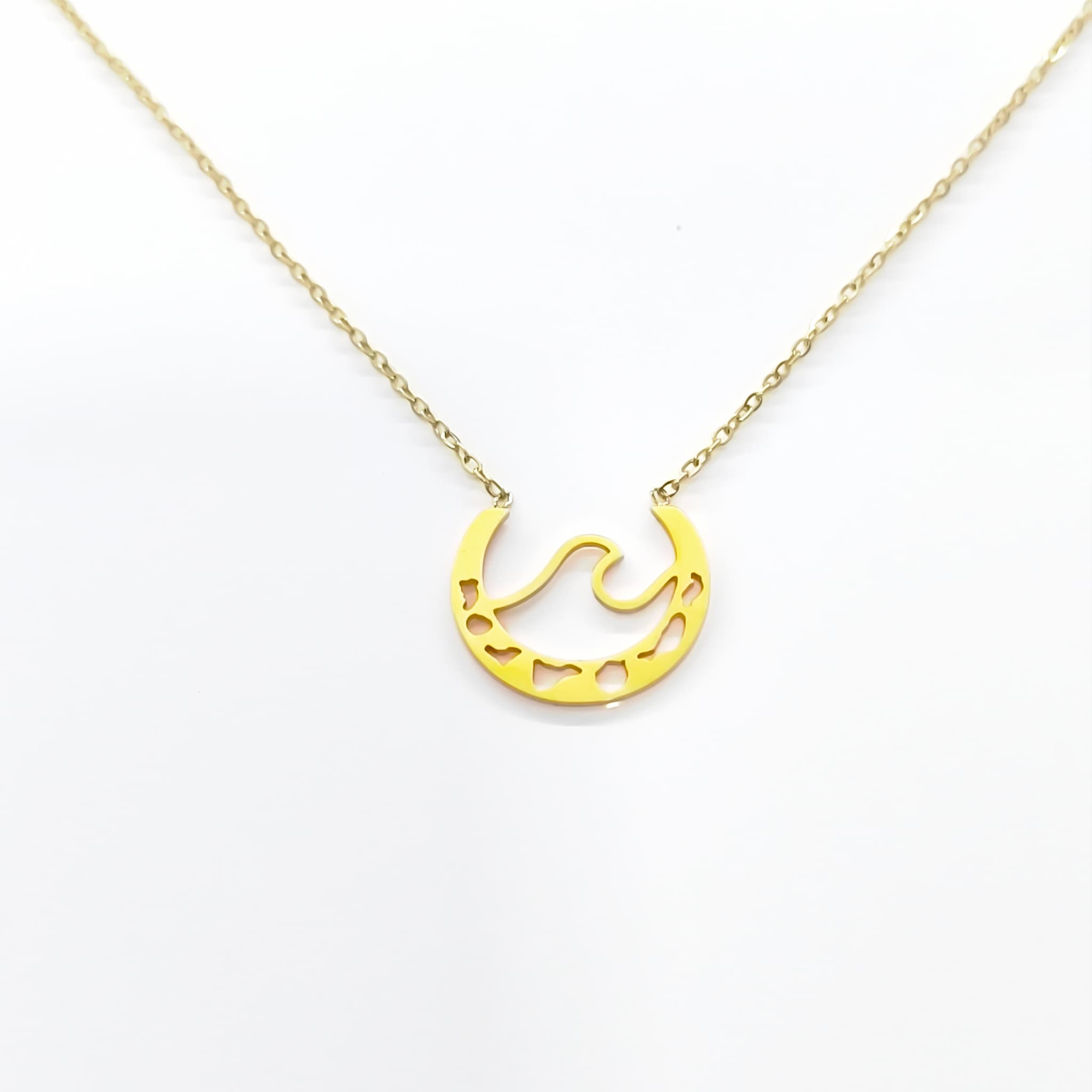 Collar Ola con 7 Islas Canarias dorado