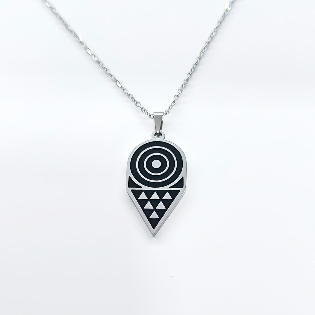 Collar Pintadera Canaria Círculos y Triángulos plateado