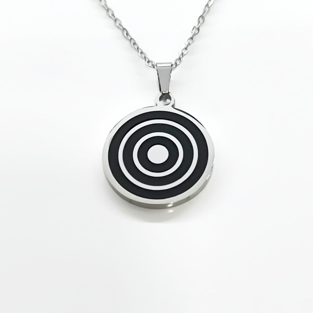 Collar Pintadera Círculos Concéntricos plateado - vista cercana
