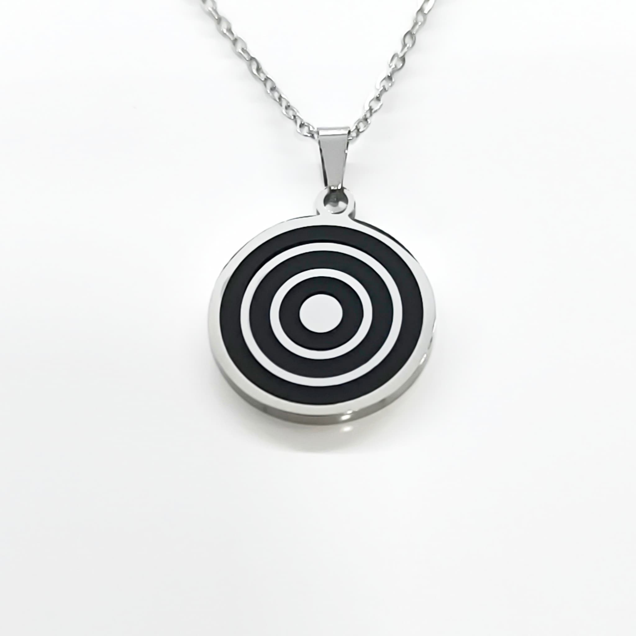 Collar Pintadera Círculos Concéntricos plateado - vista cercana