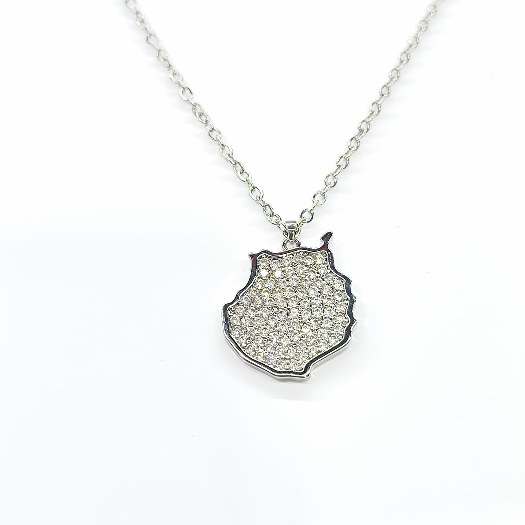 Collar Isla de Gran Canaria con brillantes - acabado plateado
